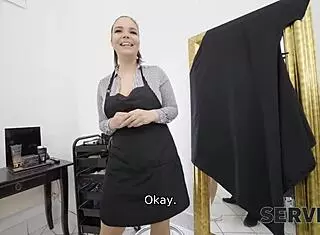 Barber bangs hard in wild cuckold shop action.