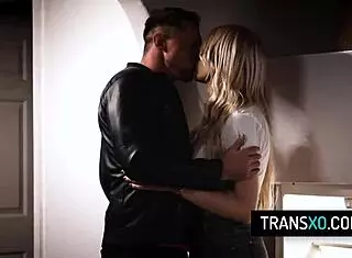 This tranny babe is getting hard fucked in doggystyle, bent over and sucking cock