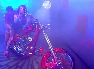 uh, busty redheaded biker chick gets her thick booty slammed hard on her fave bike, ya know!