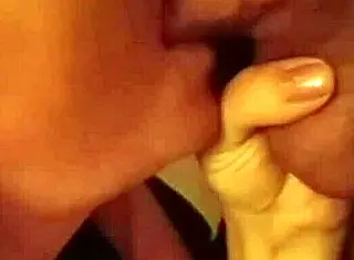 Hotwife practices deepthroat on big cock in retro style