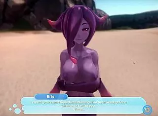hornet monster girl trapped by lesbian purple slime girl in intense hentai game