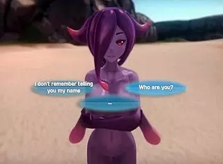 hornet monster girl trapped by lesbian purple slime girl in intense hentai game