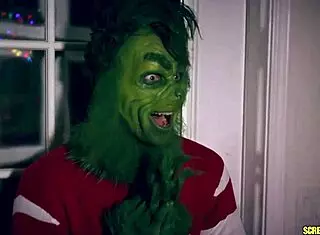 Blonde pornstar in Grinch XXX parody 4some