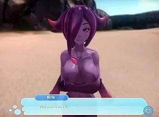 hornet monster girl trapped by lesbian purple slime girl in intense hentai game