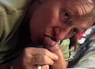 in this homemade video, amateur mature blonde anezka sucks cock and cares for balls