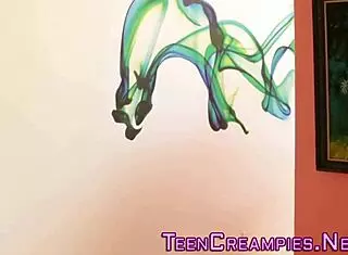 teen 18+ bent over for doggystyle creampie fun