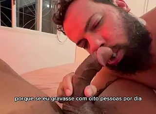 bearded man in a series of encounters on red