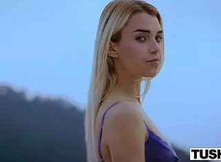 blonde tushy model uses butt plug to get managers attention