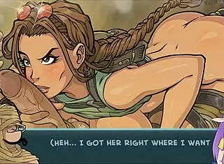 lara croft gives tempting blowjob