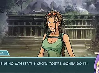 lara croft gives tempting blowjob