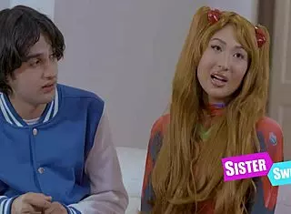 harley king and mina lux cosplay as virgin stepsisters in group swap banging