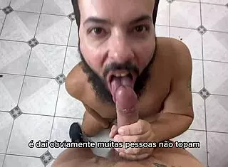 bearded guy sucks 41 cocks hard