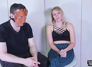 That blonde babe is getting her throat fucked rough with domination and choking