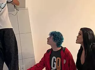 Latina With Big Cock Gives Double Blowjob To Internet Guy