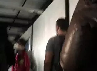 touching chubby girl's nylon jacket on street 😏