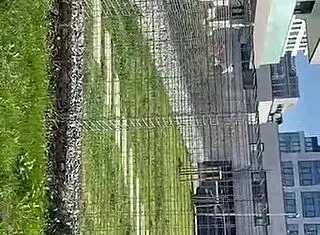 Fucking hard on balcony right before neighbors! Skinny teen gapes wide!