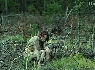 Redhead Teen with Big Tits Masturbates in Forest to Relieve Stress