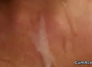 hey, this flirty peach is getting a cumshot on her face and eating it all