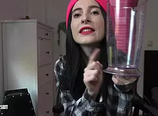 German Lou Nesbit Lia Louise swallows own cum