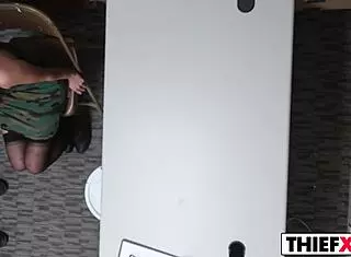 i’m pounding this cute little thief in the garage hardcore