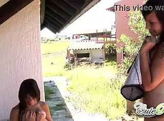 Cute Rain rips clothes for intense outdoor lesbian foreplay.