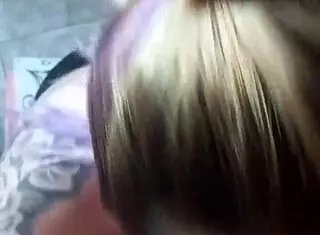 blonde girlfriend goes deep on friend's cock for cum blowjob