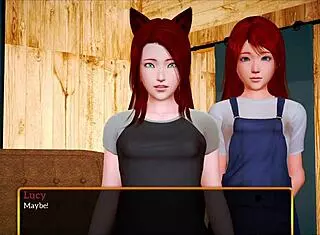 Redhead Milf Plays Game With Big Tits In Anime Style