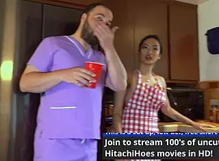 asian housewife masturbating with vibrator, moaning loud!