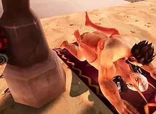 A couple bangs hard on the beach in Warcraft parody.