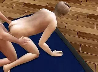 3D Young Sucking Hard In Bathroom Scene