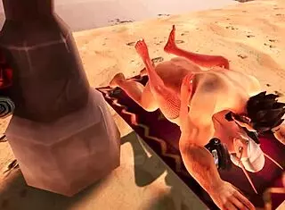 A couple bangs hard on the beach in Warcraft parody.