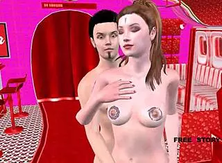 Animated 3D Cartoon Featuring Beautiful Couple In Foreplay