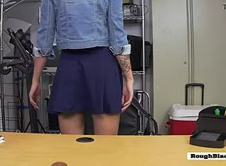 Sexy Big-Titted Babe Grabbed and Pounded Hard on Wooden Desk. Intense Interracial Action Unfolds!