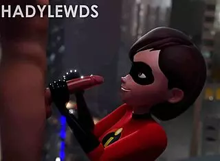 yo, check helen parr giving a wild handjob on the rooftop, insane 3d action!