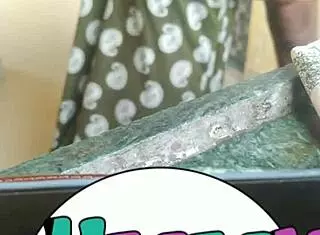 amateur maid gets creampie in kitchen after bent over