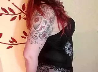 Redhead slut guides your cum into her hands.