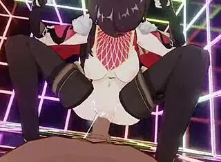 Masked Femdom Bitch Rides Beidou in 3D Sex