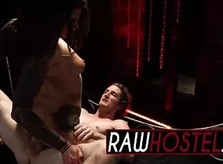 Casual Brunette Teen Enjoys Deep Throat in Bondage Scene