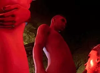 damn, chicas getting pounded hard in a wild sex dungeon with two guys! 🔥