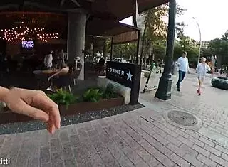 Wind Exposes Tiny Shirt In Public POV