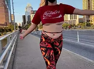 Wind Exposes Tiny Shirt In Public POV