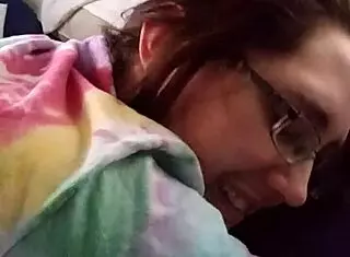 Husband fingers his nerdy wife's tight pussy and ass