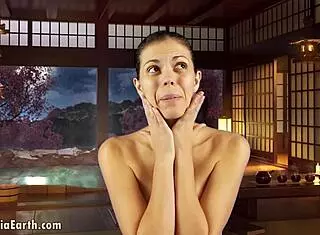 Julia V Earth Does Face Fitness! Topless Yoga With Tits Exposed!