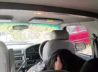 young chick gets fingered and oral in public parking lot sex