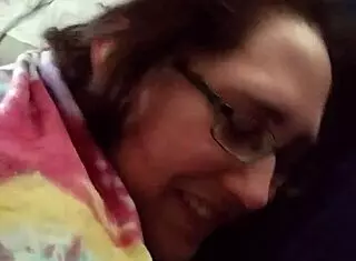 Husband fingers his nerdy wife's tight pussy and ass