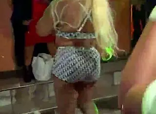Afrocandy exposes her big tits at live performance