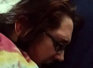 Husband fingers his nerdy wife's tight pussy and ass