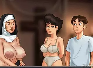 church milf gets caught masturbating with police baton in summertime saga