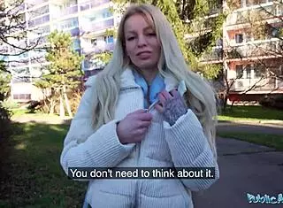 german blonde milf creampied by big cock in public