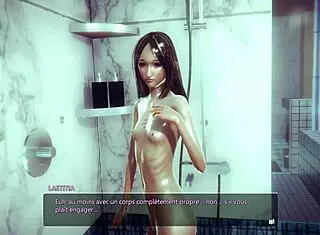 skinny 3d cartoon bathing and showering